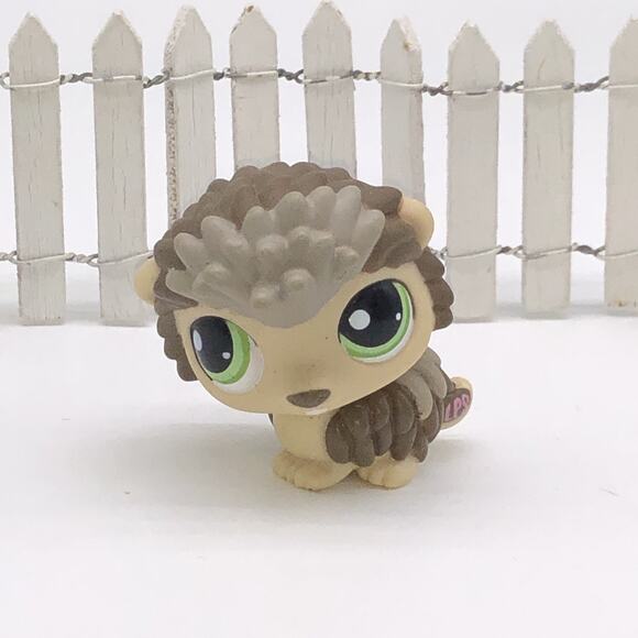 Hasbro Littlest Pet Shop LPS #1321 Hedgehog Porcupine Brown Gray Green Eyes - Picture 1 of 4